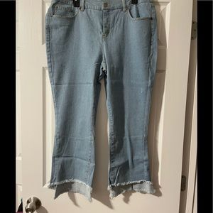 NWT. Size 16 flare leg frayed hem jeans